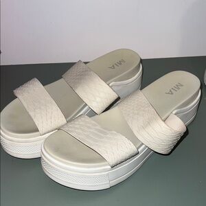 MIA Women's White Platform Slides